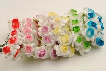 1,5 CM manual artificiale dud hârtie mini buchet de trandafiri,diy meșteșug accesorii scrapbooking,ghirlanda de păr,decoratiuni pentru petrecere