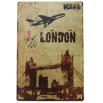 1 buc Londra Avion Pod marea BRITANIE marea Britanie Plăci de Tablă Semne de perete Camera peștera Decor bara de Artă de epocă retro Poster metal