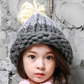 1 Buc Nou Toamna Iarna Copii Warmmer Tricotate Capac Fată Și Băiat Bomboane de Culoare Gros Pălării de lână de Mai multe Culori