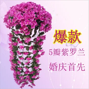 1 buc violet Agățat coș de viță de vie perete atîrna de nunta decor acasă de flori false imitație de flori