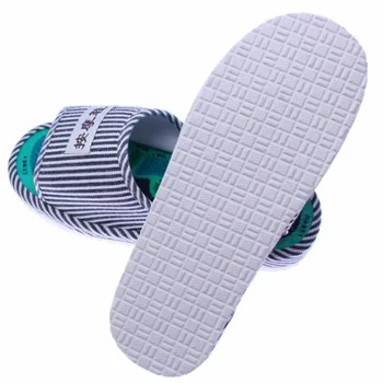 1 Pereche Model Cu Dungi Reflexoterapie Foot Acupoint Papuc De Masaj, De A Promova Circulația Sanguină Relaxare Bumbac Picior De Îngrijire Pantofi