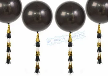 1 Set Negru Orb Balon cu Aur Metalic & Ciucure Negru Ghirlanda Foto Propunerii pentru Nuntă, zi de Naștere Petrecere Copil de Dus Decor