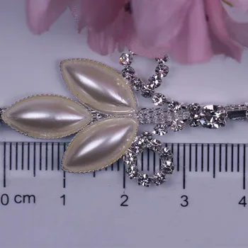 1 Yd 3D Forma de Floare Pearl Și Stras de Bază de Îmbrăcăminte Cusut Aplicatiile Rochie de Mireasa Decor DIY Strass Podoabă Meserii