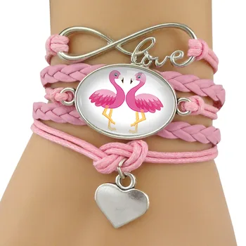 (10 BUC/lot) de Moda Fierbinte de Vânzare Infinită Dragoste Flamingo Farmec Inima Bijuterii din Piele Dropshipping Bratari pentru Femei