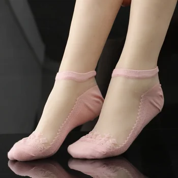 10 Perechi/Multe Femei sticlă invizibilă ciorap papuci de casă ultra-subțire de vară, șosete sosete casual 6 Culori transport gratuit