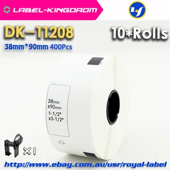 10 Refill Role Compatibile DK-11208 Eticheta 38mm*90mm 400buc Compatibil pentru Brother Imprimantă de Etichete Hârtie Albă DK11208 DK-1208