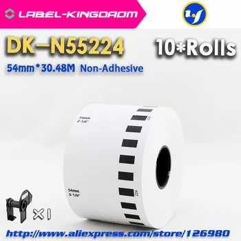 10 Refill Role Generic DK-N55224 Etichete Non-Adezive 54mm*30.48 M Continuu Compatibil pentru Imprimantă de Etichete Brother DK-N5224