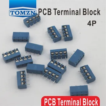 100 buc 4 Pin Șurub albastru PCB Terminal Bloc de conectare cu Pas 5mm