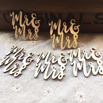 1000pcs Lemn Natural scriere de mână Mr&Mrs Masa de Confetti, Ornamente Meserii Toppers Chips-uri Cardmaking Scrapbooking