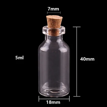 100buc 18*40*7mm 5ml Mini Sticlă care Doresc Sticle Mici Borcane Flacoane Cu Dop de Plută pandantiv meserii