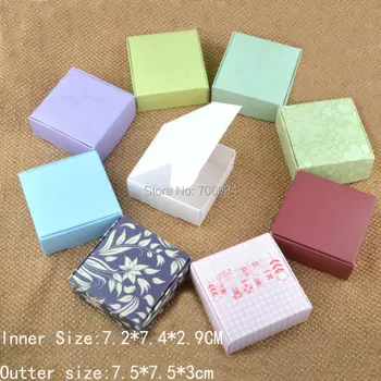 100buc 7.5*7.5*3CM Mici de hârtie colorată cadou cutie de ambalaj,carton săpun manual cutie de bomboane,personalizate hârtie kraft cutie de cadou