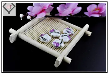 100buc/lot 15mm Violet Narcis Plat Rotund Forma de Floare din Ceramica de Portelan Margele Pentru Bratara Colier Artizanat DIY