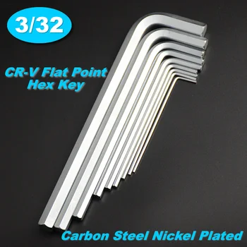 100buc/lot 3/32 CR-V Plate Punct de Carbon din Oțel Placat cu Nichel Cheie Hexagonală Imbus Inch