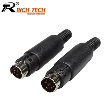 100buc/lot 6pini Mini DIN Male Plug Cablu Conector W/ Mâner de Plastic Mini DIN Sârmă Convertor Mini DIN cu 6 Pini Adaptor