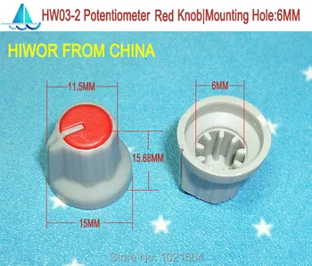 100buc/lot HW03-2 de Înaltă calitate din Plastic Roșu Potențiometru Buton (Pentru Potențiometru Rotativ & Band Switch)