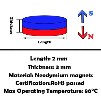 100buc Neodim N35 Dia 2mm X 3mm Magneți Puternici Mic Disc de Nd-Fe-B de pământuri Rare Pentru Meserii Modele Frigider Lipirea Transport Gratuit