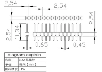 100buc Singur rând 1*40P Conectori cu un Singur rând de 2,54 mm pini Conector Teren Antet Conector pentru PCB
