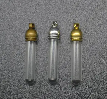 100pieces 29x5mm tub de forma de flacon de sticlă pandantiv pandantiv de sticlă care doresc sticlă medalion colier pandantiv numele pe orez sticla