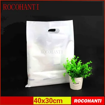 100x Personalizate, pungi de Plastic sac de îmbrăcăminte personalizate LOGO-ul imprimat mare presiune PE sac dimensiune 40 * 30cm alb