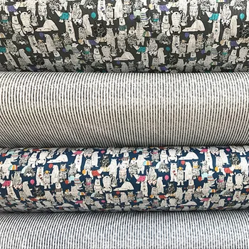 100x160cm Brand Nou Blue & Grey Europa Urs Polar & Stripce Imprimate Tesatura de Bumbac Pentru DIY Cusut de lenjerie de Pat Îmbrăcăminte Quilting