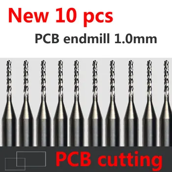 10buc Carbură de PCB CNC Gravura Biți End freze de tăiere gaură endmill - 1.0 mm Diametru # ST3.107