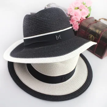 10buc transport gratuit/2017-A215 Panama elegantBritish stil de paie capac tricotate pălărie de protecție solară en-gros