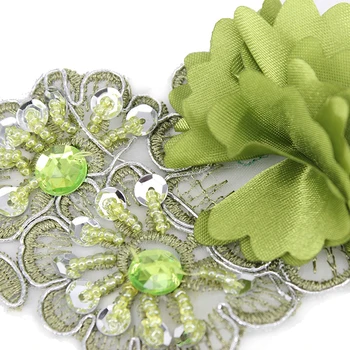 10piece 3D Satine de Flori cu Margele Strasuri Broderie Patch-uri Aplicatiile Coase Pe de Mireasa Rochie de Mireasa DIY Meșteșug Îmbrăcăminte T1801
