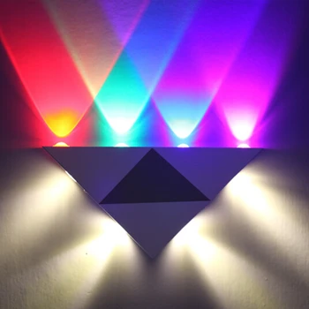 110V/220V Moderne triunghi de perete led 8W lumina living fondul dormitor lampă de noptieră culoar, coridor KTV lumini colorate
