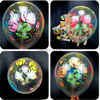 12 țoli Transparent Floare de Imprimare Baloane Crescut Fericit Ziua de naștere Petrecere de Nunta de Decorare Balon Gonflabil Minge de Aer Copil Jucărie Cadou