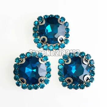 12mm albastru păun lanț păun pietre albastre de bună calitate Sticlă coase pe pietre cu gauri diy/accesorii de îmbrăcăminte SBK08