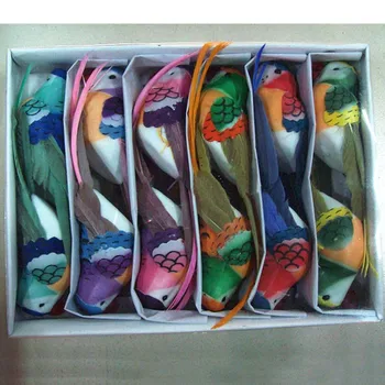 12PCS,15*4.8 CM decorative Mici papagal Artificiale Spuma,Pene de Păsări Colorate Cu Gheare Sau Magnet,DIY de Crăciun Ornamente de Pasăre