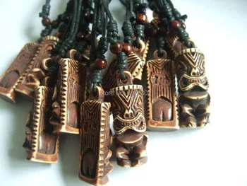 12pcs Imitație iac os colier Tribal Omului Tiki Totem Zealand Maori Tiki Totem Colier Pandantiv Amuleta 51*18mm