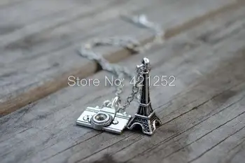 12pcs/lot Paris Inspirat de Farmecul Colier Turnul Eiffel Camera de Călătorie de Crăciun Idei de Cadouri