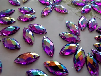150pcs 7*15mm coase pe pietre violet AB culoare cristale navette forma pietre prețioase flatback pentru rochie