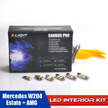 15buc Erori Xenon Alb Premium LED Harta Dome Interior Full Kit de Lumina pentru Mercedes W204 Estate + AMG + Unelte de Instalare