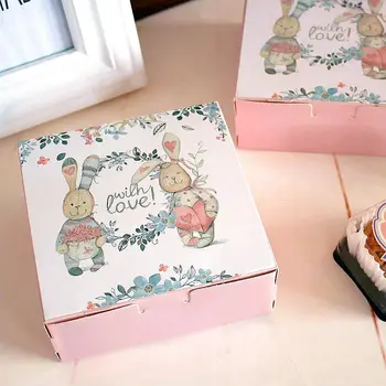 15BUC Iepure Drăguț cu Dragoste de Nunta Cutie de Cadou pentru Oaspeți Alimentare Hârtie Carton Cutii Mooncake Cutie de Cookie Ciocolata Tort Cutie de Ambalaj