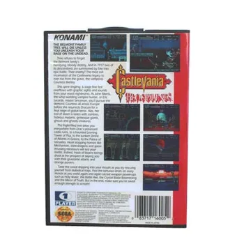 16 bit Sega MD Cartuș joc cu cutie de vânzare cu Amănuntul - Castlevania Bloodlines carte de joc pentru Megadrive pentru Geneza sistemului
