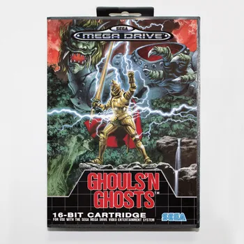 16 bit Sega MD Cartuș joc cu cutie de vânzare cu Amănuntul - Ghouls 'N Ghosts carte de joc pentru Megadrive Geneza sistemului
