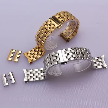 16mm 18mm 20mm 22mm 24mm Argint Aur din Oțel Inoxidabil Curea de ceas Bratari Banda pentru barbati femei ceasuri de mana înlocui capete curbate