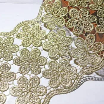 17,5 cm Super Dantelă Largă Gol de Aur Ornamente Brodate Florale de Cusut Dantela Tesatura Pentru Nunta Rochie de Mireasa Fusta Ornamente DIY