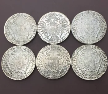 1719 1720 1721 1724 1730 1734 Austria Carol al VI-lea Împărat al Sfântului imperiu Roman 1 Thaler Alama Placat cu Argint Copia Monede