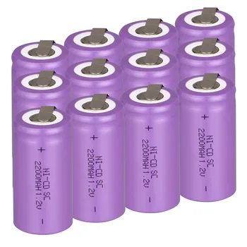 18 BUC Sub C SC baterie 1.2 V 2200mAh baterie reîncărcabilă Ni-Cd baterii cu tab 4.25*2.2 cm--culoare violet