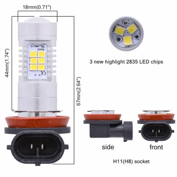 1buc H8 H11 DRL lumini Ceață Înlocuire 6500K Alb Led-uri de Conducere Auto Lumini de Zi cu Canbus Decoder Eroare Gratuit