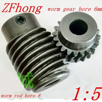 1M-20Teeths raport:1:5 Motoare Electrice de oțel Worm Gear Set Tijă worm gear gaura de 6mm, gaura tija 8mm
