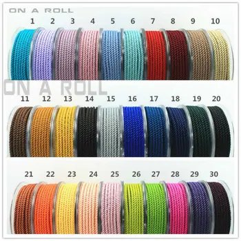 2.5 mm fir de Mătase milano cablul de Bijuterii DIY & & de ambalare pantofi coarda Coliere si Bratari cabluri 30colors Nr. 1-15color 5meters/rola