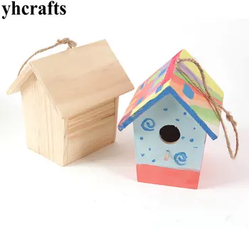2 BUC/LOT.Vopsea din lemn nefinisat, casa de pasăre jucărie pentru Copii de Desen jucării Devreme jucărie de învățământ Grădinița de arte și meserii en-Gros