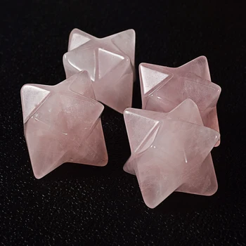 2 BUC Naturale Cuart roz Merkaba Star Piatra de cristal Sculptate Punct Sacru Protecție Vindecare Anti Radiatii