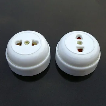 2 buc Retro Priză în formă Rotundă Socket Două găuri Socket Singur Plug-in de Epocă 10A Bachelită Maro Alb