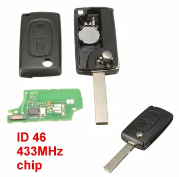 2 Butoane Cheie de la Distanță 433MHz + Transponder Cip ID46 Pentru PEUGEOT 207 307 308 0536 modele 2005-aprilie 2011