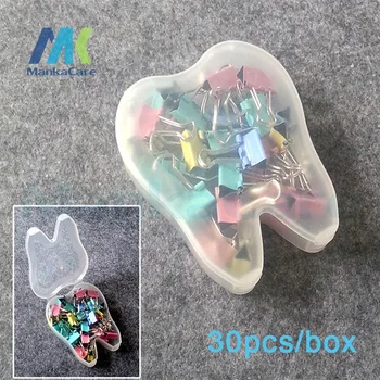 2 Cutii Dentare Școală Acasă Papetărie clipuri Liant agrafe pushpins plastic clip Accesorii de Birou cu Forma Dintilor Cutie